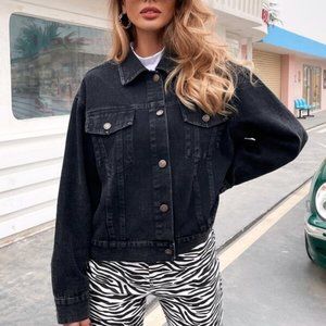 Black Demin Button Down Jacket